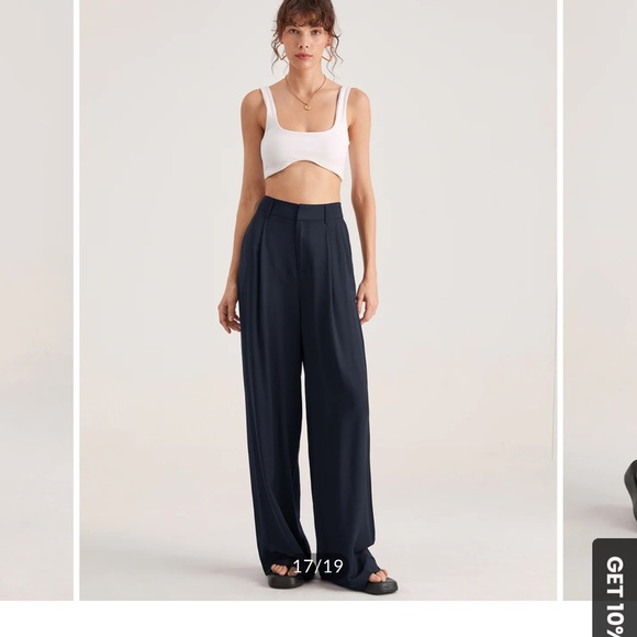 Commense Pants - COMMENSE High rise pleated oversized trousers Small Navy